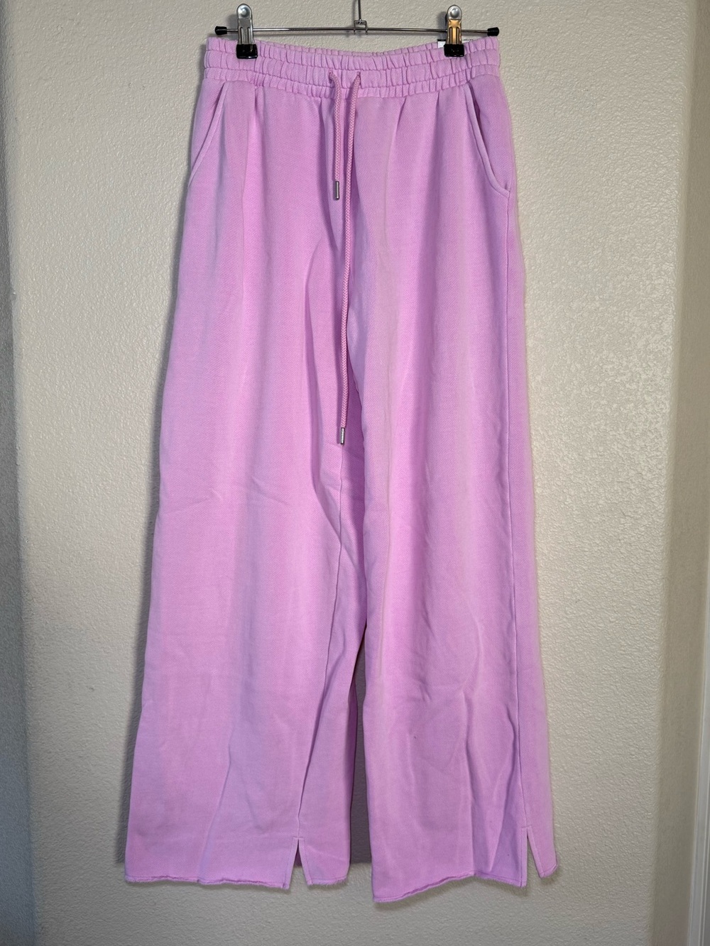 NWT PINK Victoria's Secret Pastel Pink Wide-Leg Embroidered Sweatpants Size XS